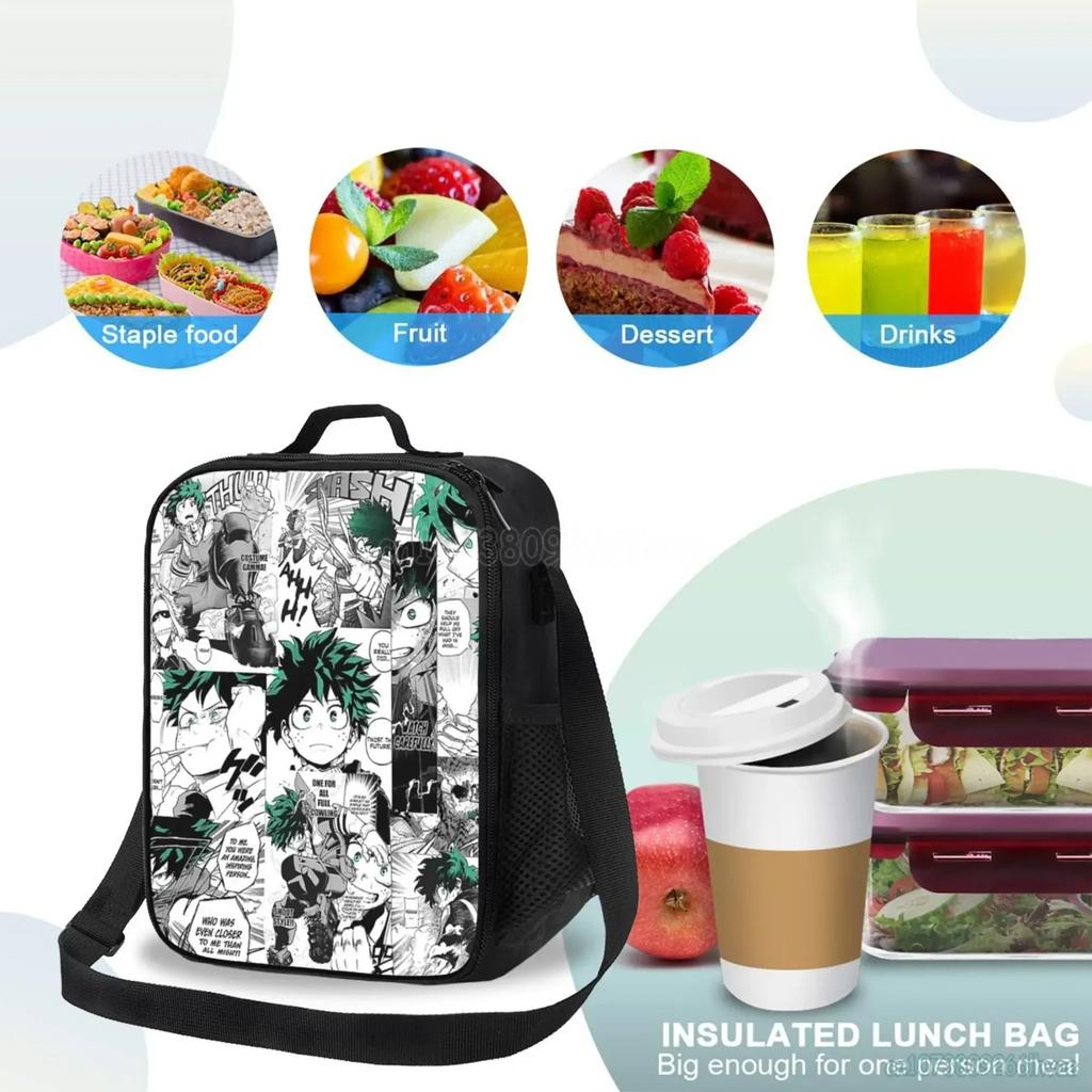 My Hero Academia Anime Manga Torba na Lunch dla Dzieci Izolowany Lunchbox Przenośna Termiczna Torba Chłodząca dla Chłopców Dziewczynek Szkoła Piknik