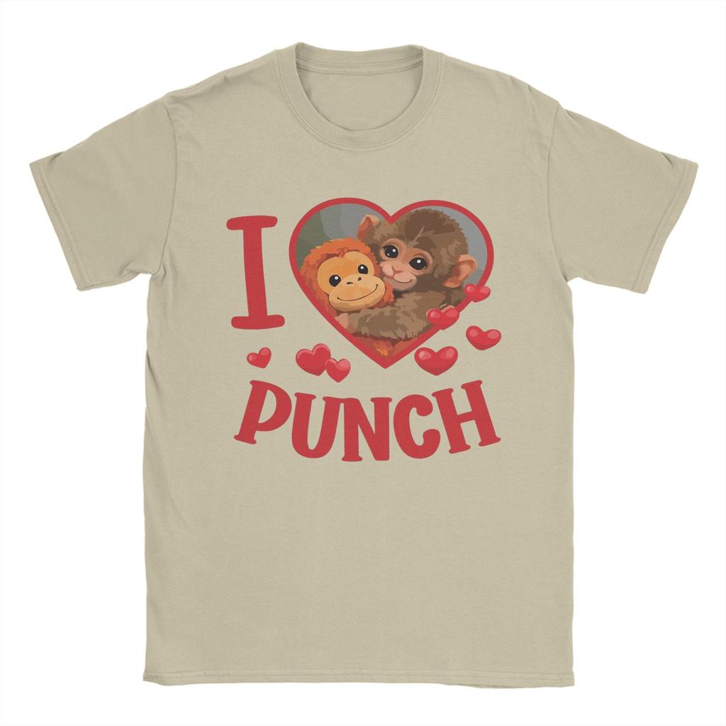 Unisex I Love Punch Cute Baby Monkey Heart T Shirt Pure Cotton Tops Funny Short Sleeve Round Collar Tees Gift Idea TShirt