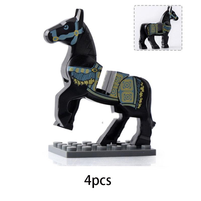 MOC Medieval Military Series Castle Roman Knight Horse Saddle Soldiers War Horses Building Block Accessories Kids Education