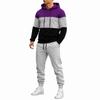 Men's Hoodie and Jogger Set Casual Patchwork Tracksuit for Workout, Lounging and Everyday Wear