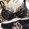 Sexy Leopard Print Women Lingerie Set French Lace Flowers Embroidery Mesh Bra Comfort Push Up Brassiere Charm Ladies Underwear
