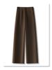 2024 Women's Beige Wool Wide-Leg Slimming High-Waisted Casual Pants