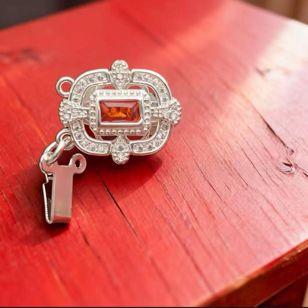 18k Gold-Plated Silver and Zircon Double-Row Necklace Bracelet with Rectangle Clasp