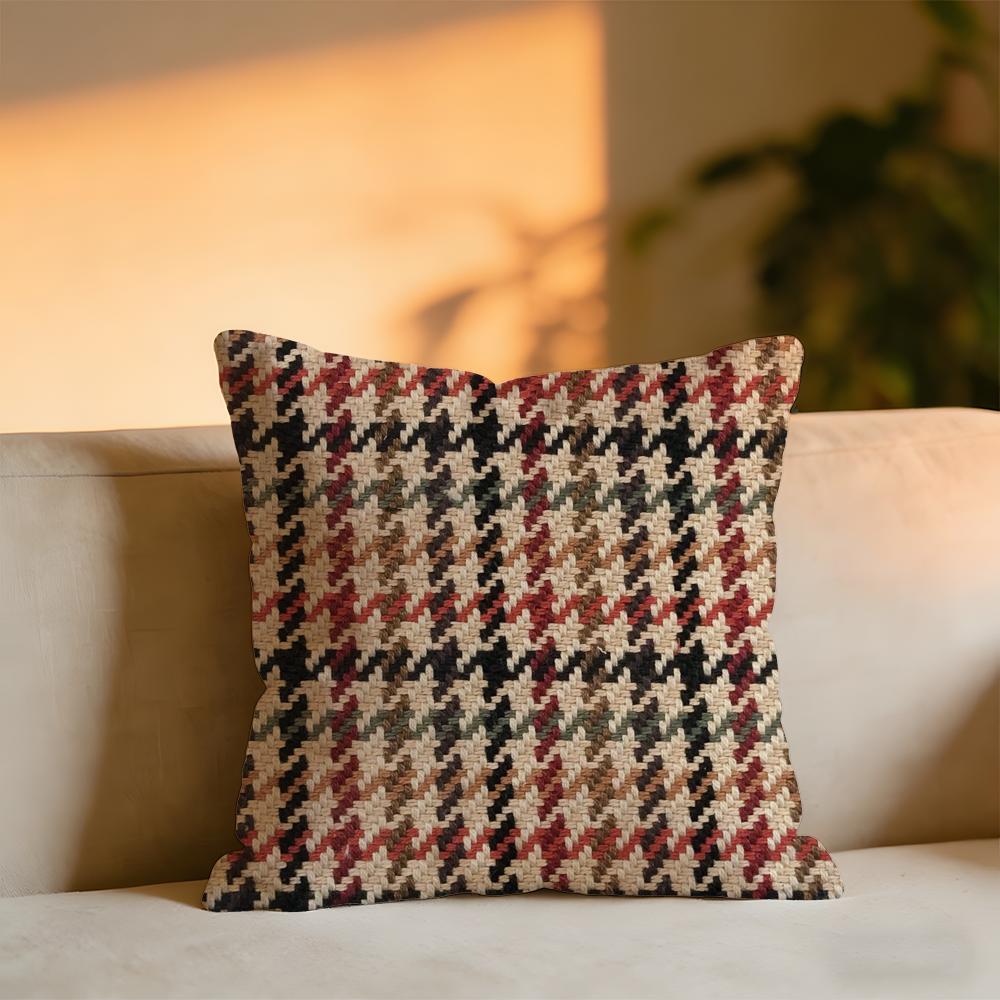 Vintage Patchwork Cushion Cover Cozy Velvet Throw PillowSoft Warm Cushion For Sofa Bed