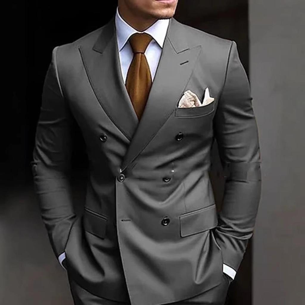 Costume de damă cu rever la modă pentru bărbați, smoking, petrecere de nuntă, 2 piese, Slim Fit, costum formal de afaceri casual cu două rânduri de nasturi, 2025