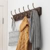 Rustic Wall Mounted Coat Rack, Pine Solid Wood Metal Hook Hanger for Hanging Clothes Robes Towels Coats,Wooden Heavy Duty Coat Rack for Wall