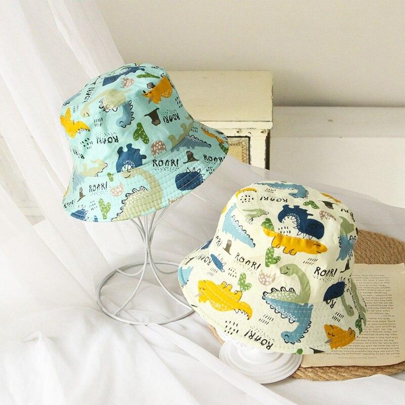 Summer Baby Boys Girls Toddler Cartoon Animal Print Bucket Hats Caps Reversible Sun Headwear