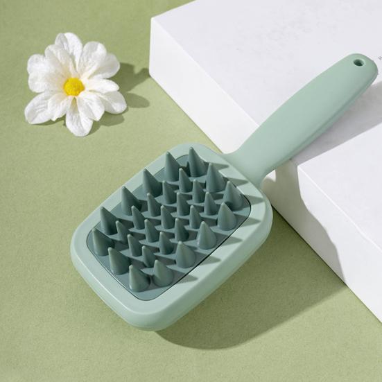 Tosidet Shampoofejebørste med Langt Håndtag Fint Brede Tænder Hovedbundsmassage til Mænd Kvinder 2-i-1 Hårudfiltring Skrubbebørste
