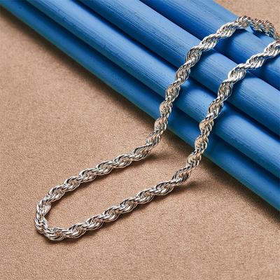925 Sterling Silver Oval Simple Twist Rope Necklace for Women Fashion Party Favor Wedding Jewelry Accessories