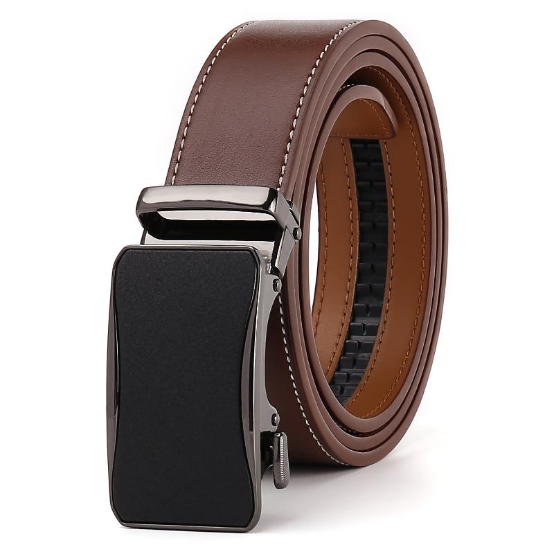 PULO Zweilagiges Rindsleder Doppelnaht Oberes Rindsleder Legierung Automatische Schnalle High-End Gürtel