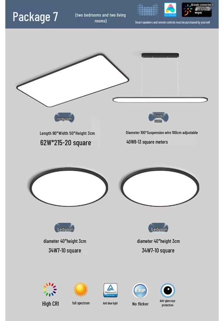 Smart Minimalist Ceiling Light with Full Spectrum Eye Protection for Living Rooms