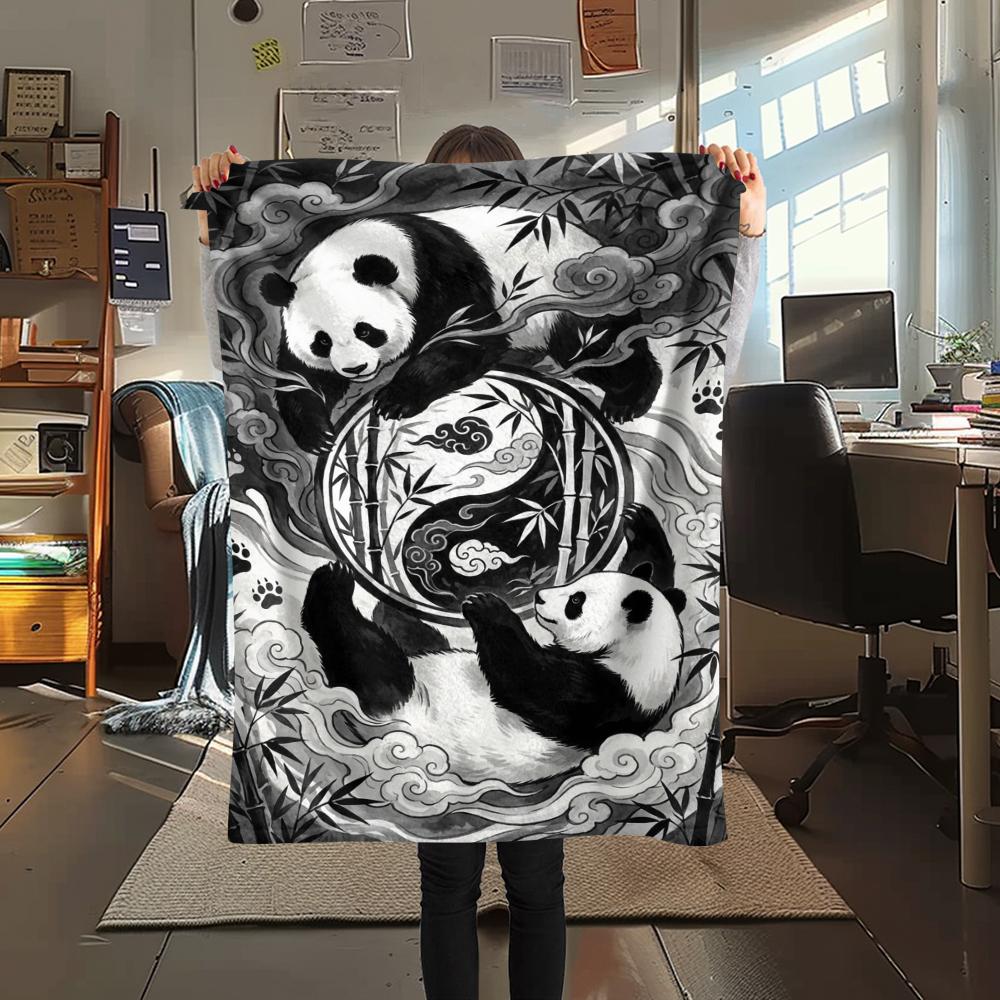 1Pc Tai Chi Animals Print Flannel Blanket, High quality Comfortable for All Seasons, Home Decor, Warmth and Comfort, Perfect for Christmas Gifts W106