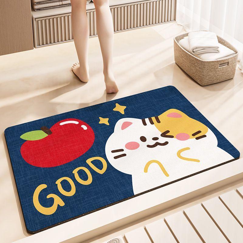 Niedliche Katze Toilettenbodenmatte Badezimmer rutschfest saugfähig Toilette Toilette Kieselgur schnelltrocknend Fußmatte Teppich