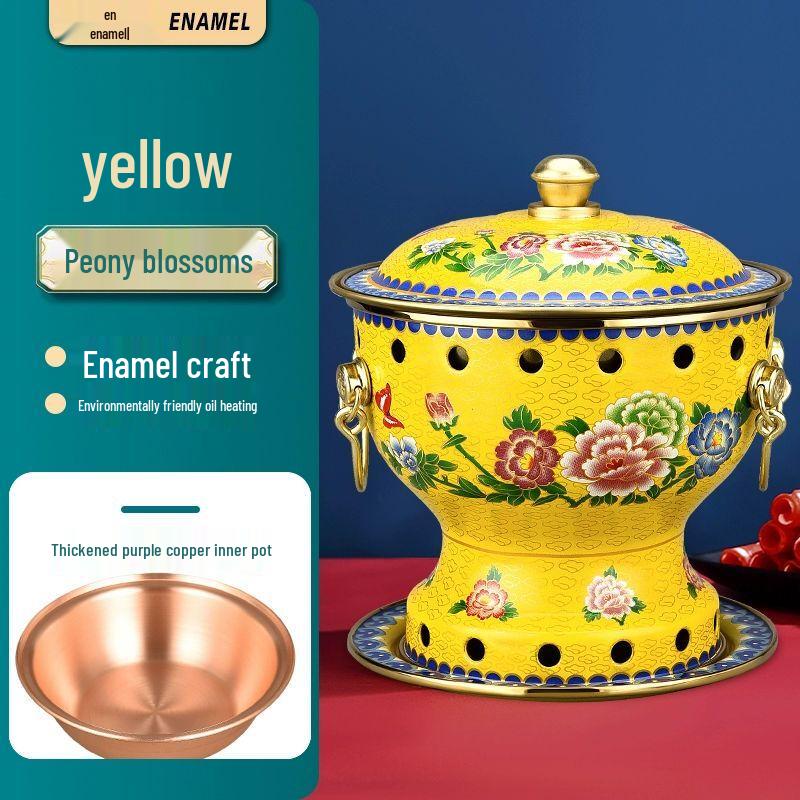 Single-Person Thickened Copper Enamel Alcohol Hot Pot