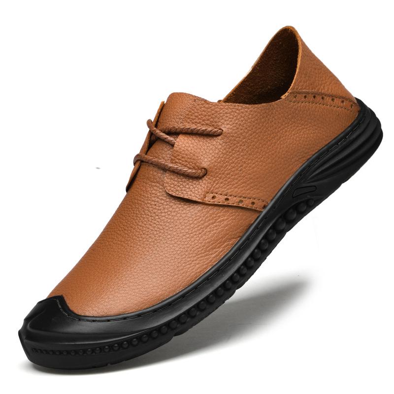 Men s Genuine Leather Fashion Loafers - Trendy British Korean Style Casual Shoes 37