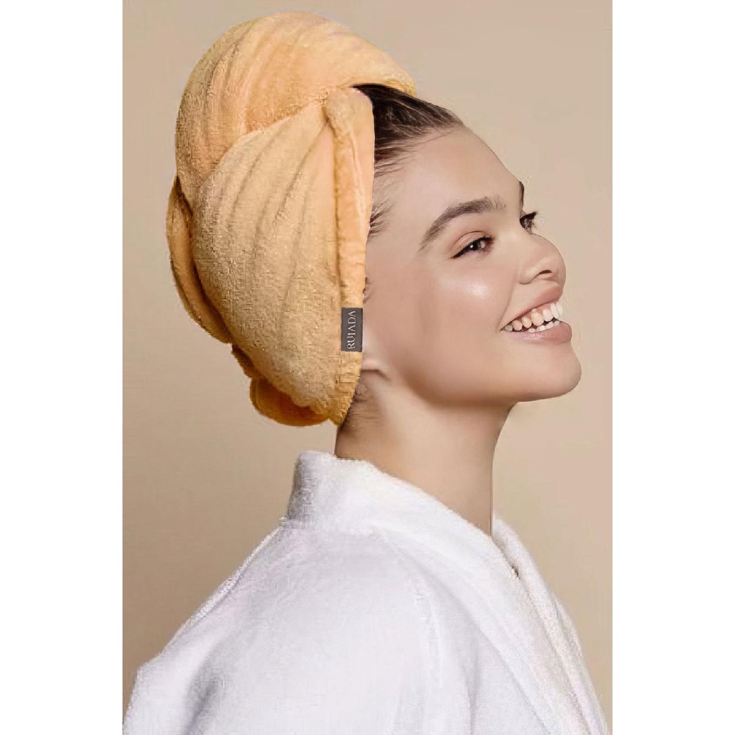 

100% Cotton Hair Drying Cap/towel With Elastic And Buttons Orange оранжевый