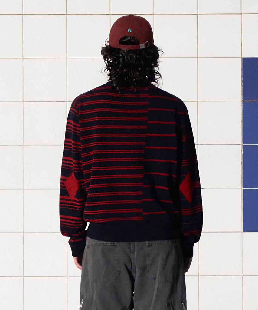 UNALLOYED Argyle Elbow Stripe Knit / Navy