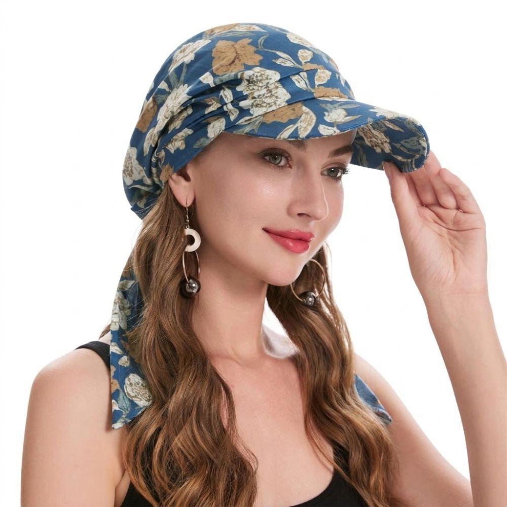 Atmungsaktive Sommer-Kopftuch-Hut Blumenmuster Turbanhut Mit Riemen Baseballkappe Tägliche Outfits