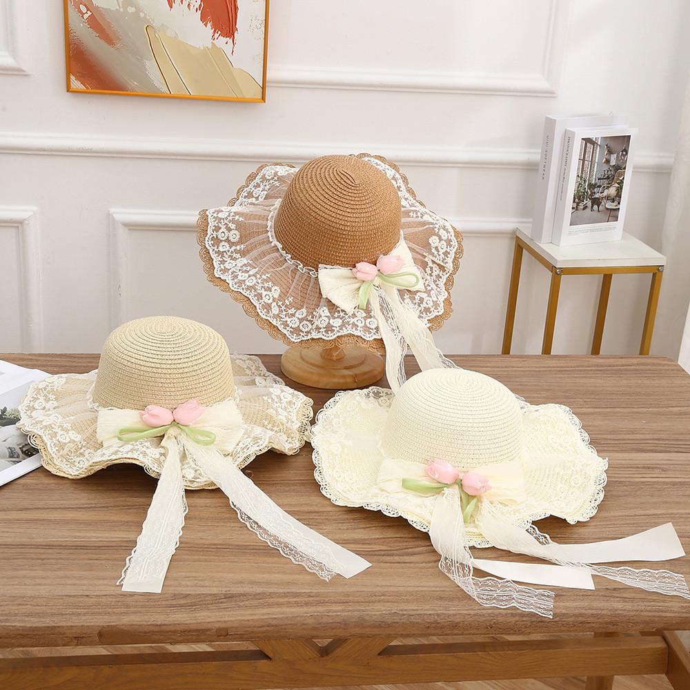 Korean Style Sun Hat With Bow Tie And Flowy Ribbon For Face Sunshade And Casual Wear