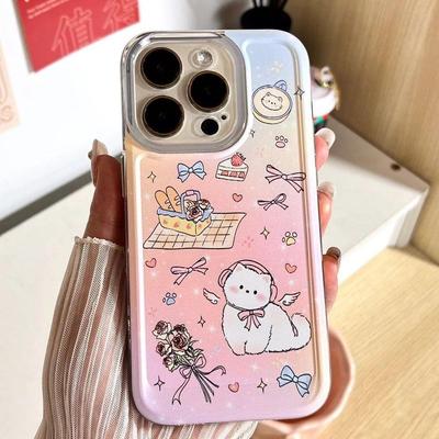 Funda para iPhone 14/15 Pro Max Gatito Dulce - Diseño Transparente de Agujeros Finos para XS Max/11 - Estilo Ins