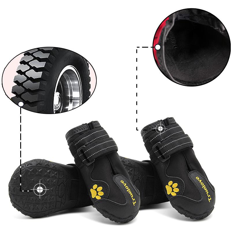 Truelove Zapatos para Perro Impermeables Botas Cálidas Suela Antideslizante TPR Calzado para Nieve Protección para Pies 4pcs Zapatos para Mascota para Caminar, Viajar