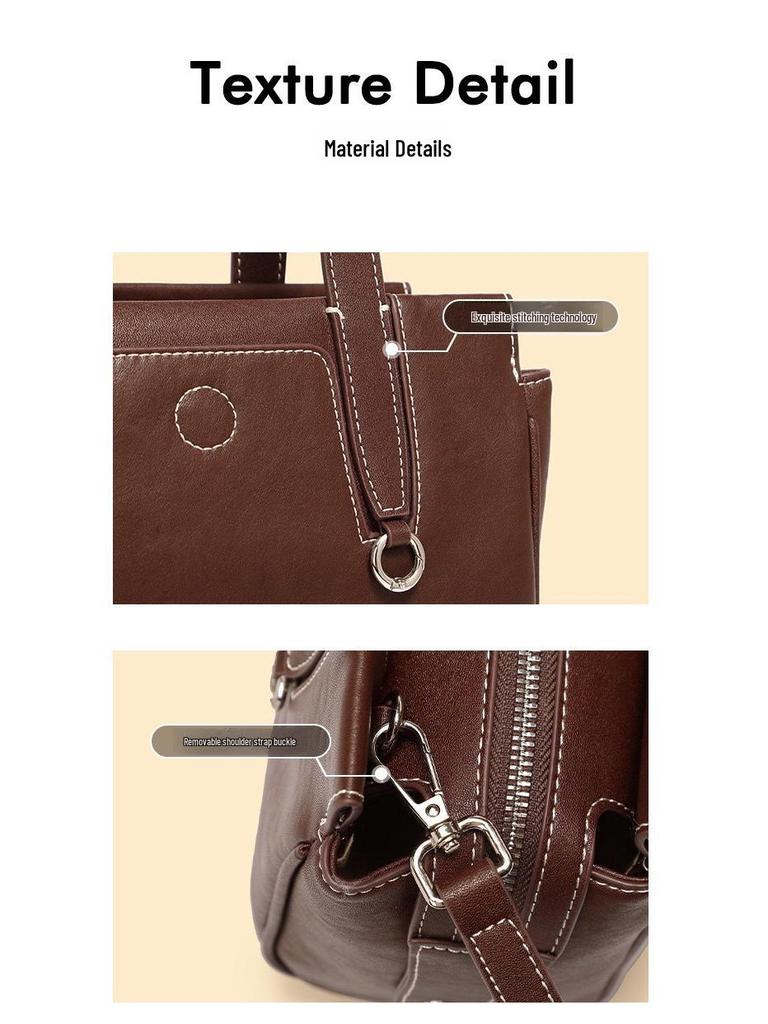 2024 Women's Retro Cowhide Shoulder Messenger Bag - High-End, Large Capacity Commuter Handbag