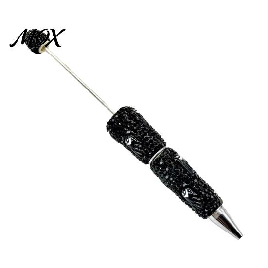Funny Pumpkin Pen Rhinestone Beadable Pen, Glitter Plastic Beaded Halloween Ghost Skull Writing Gel Ink for DIY Craft Making, School Office Supplies