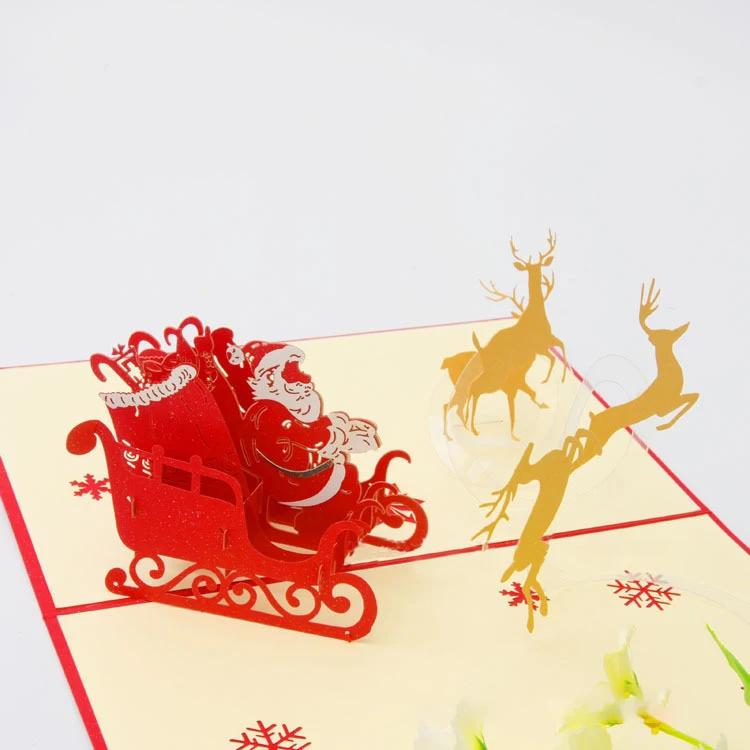 Merry Christmas Cards 3D Pop Up Christmas Tree Cards Christmas Decoration Winter Gift Laser Cut New Year Santa Greeting Cards