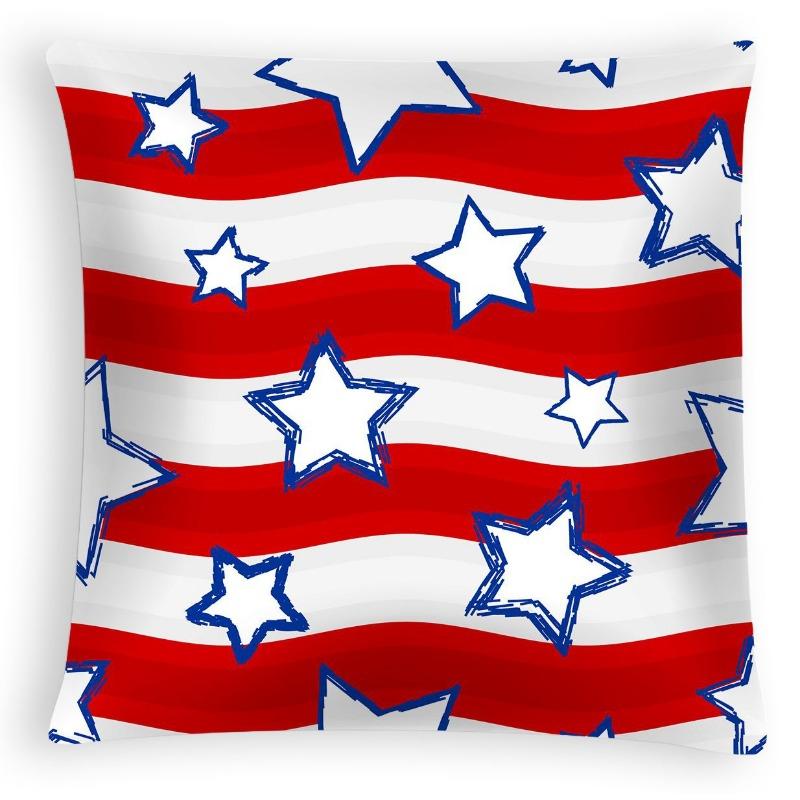 New American Independence Day Pillowcase, American Peach Skin Velvet Printed Cushion Cover, Sofa Pillow Cover