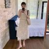 Luxury Temperament Beige Embroidery Lace 2 Piece Dress Sets Women Elegant Embroidery Crop Top and Midi Skirt Suits Outfits Female
