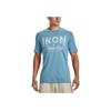 Under Armour Project Rock Printed Logo Crew Neck T-Shirt Men Tops Blue 1370483-416