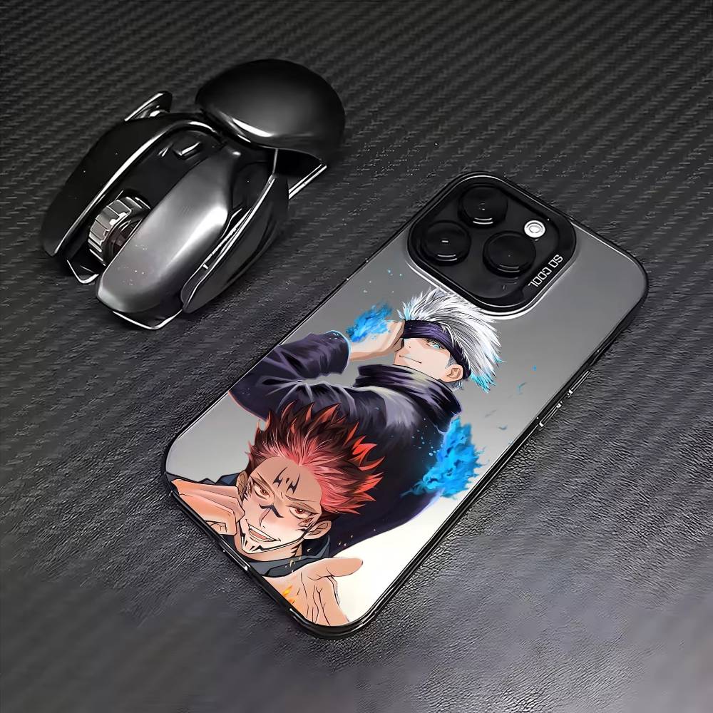Jujutsu Kaisen Gojo Satoru Phone Case For iPhone17,16,15,14,13,12,11 Plus,Pro Max Colored Silver Plated Inside Cover