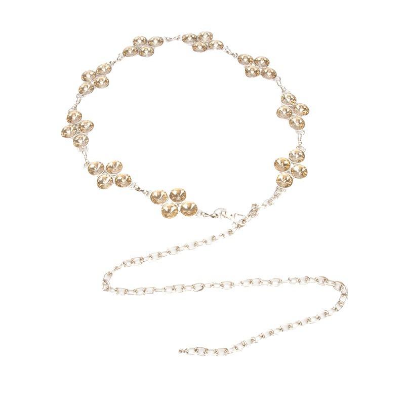 

Fashionable Rhinestone Inlaid Women s Waist Chain Metal Digital Pendant Versatile Decorative Dress Tassel Slim Belt Women s Style