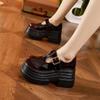 Platform Loafers Women's 2025 Spring and Summer New Fashionable Versatile Muffin Single Shoes British Style Big Head Inner Height-increasing Women