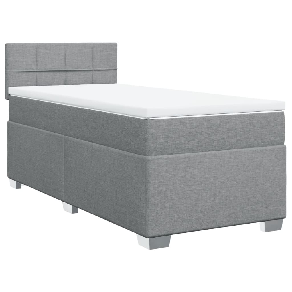 Vidaxl Letto Continentale Con Materasso, Grigio Chiaro, Tessuto, 90X200 Cm