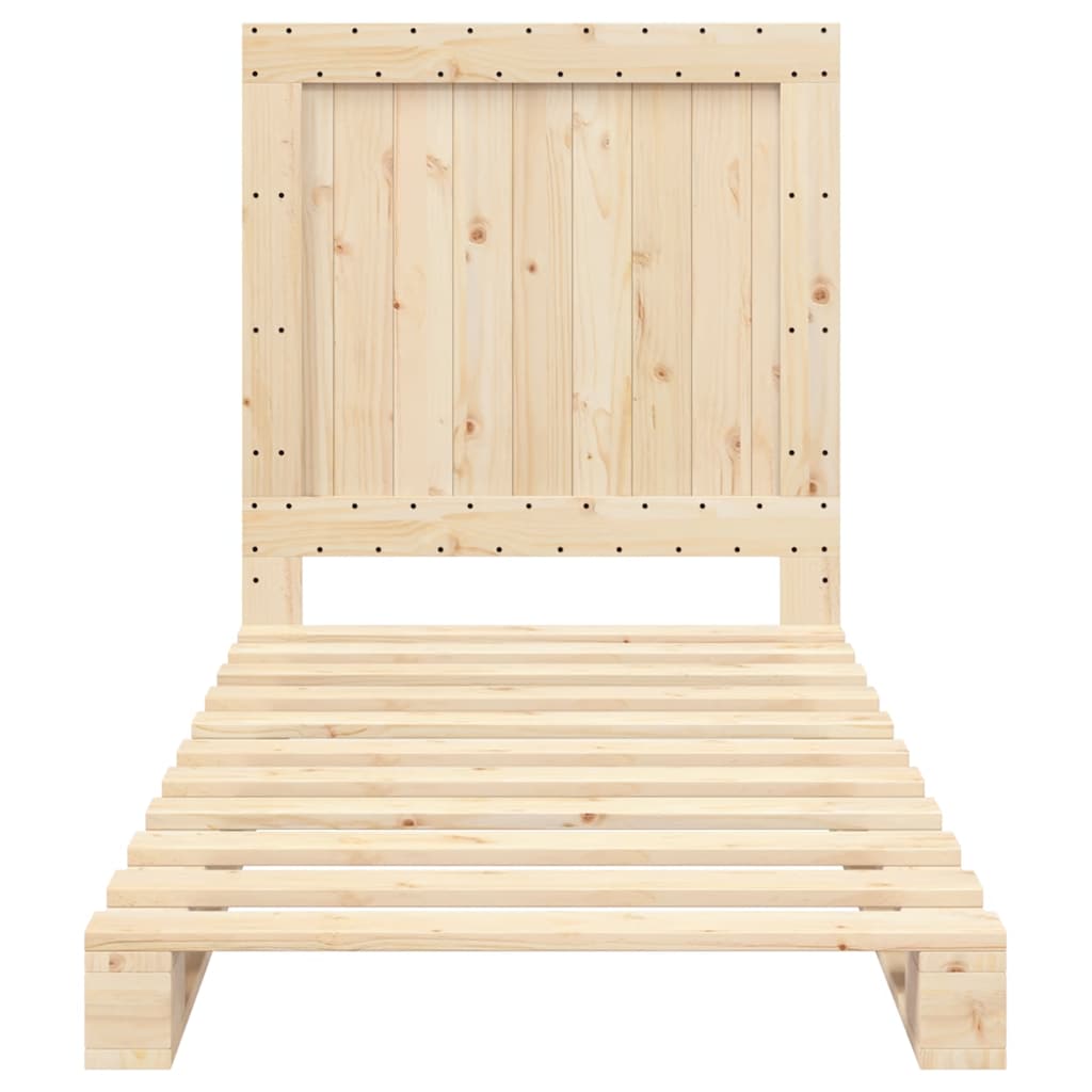 Solid Wood Bed with Headboard 90 x 200 cm Pine