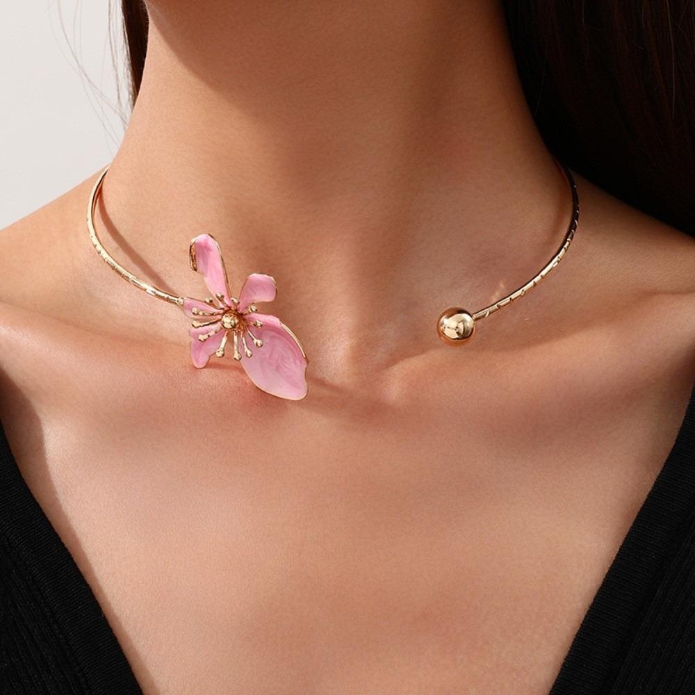 Adjustable Flower Necklaces Geometric Collar Necklace Sweet Open Chokers  Jewelry