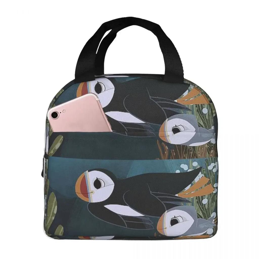 Puffin Rock En Nieuwe Vrienden Geïsoleerde Lunchtas voor Vrouwen Kinderen Draagbare Voedseldozen Thermische Lunchbox Tote
