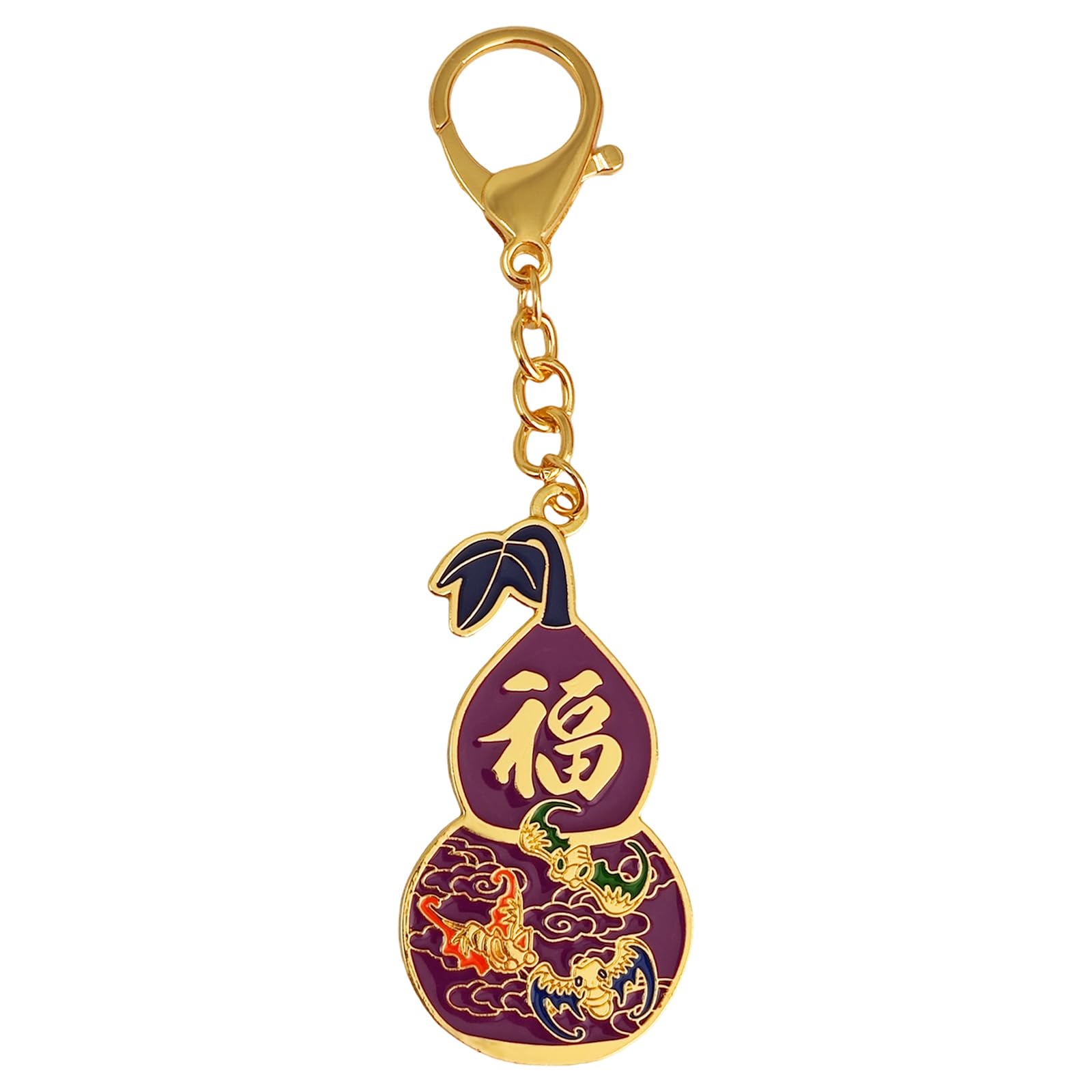 Feng Shui Keychain Gourd Lucky Auspicious Protection from Health Wallet Keychain [YISHUI] - - Charm, Item, Evil, Longevity, -