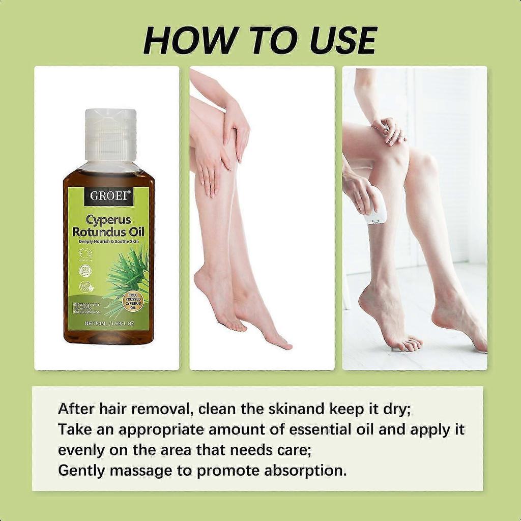 3x Cyperusöl Rotundus zur Haarentfernung - natürliches Cyperusöl, das das Wachstum von Körperhaaren reduziert, feuchtigkeitsspendend und beruhigend