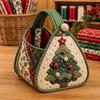 Padded Patchwork Christmas Carry Basket Foldable Quilted Tote Bag  Christmas Handbag