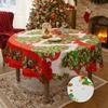 Christmas Round Tablecloth Winter Holly Snowman Tablecloth Decorative Table Cover Cloth for Indoor Outdoor Holiday Party Dining Table Decor