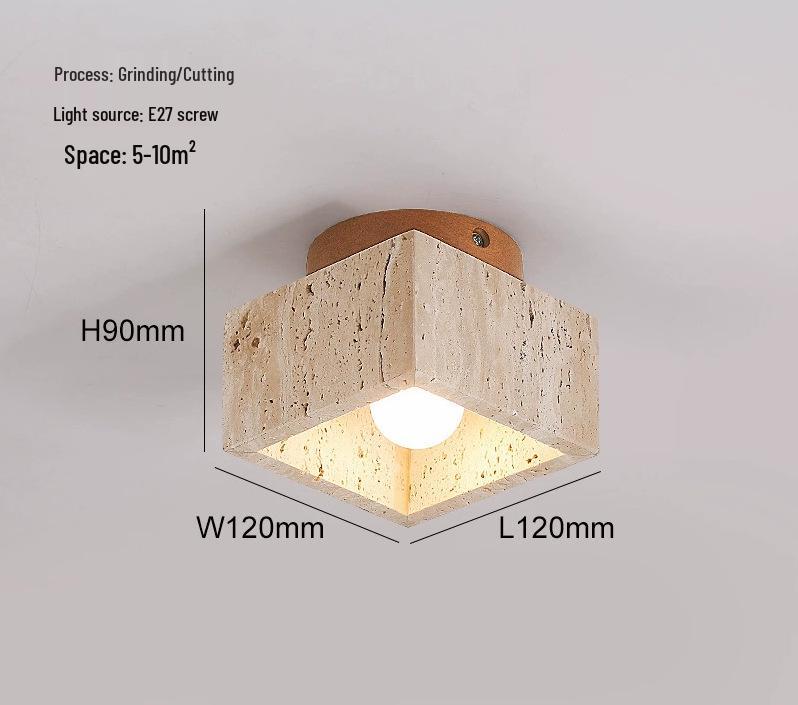 Japanische Wabi-Sabi Gelber Höhlenstein Deckenleuchte für Eingangsbereich oder Balkon