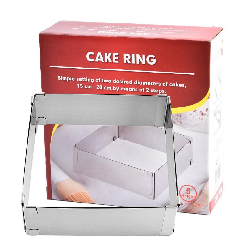 Anello Quadrato Regolabile in Acciaio Inossidabile per Mousse e Torta
