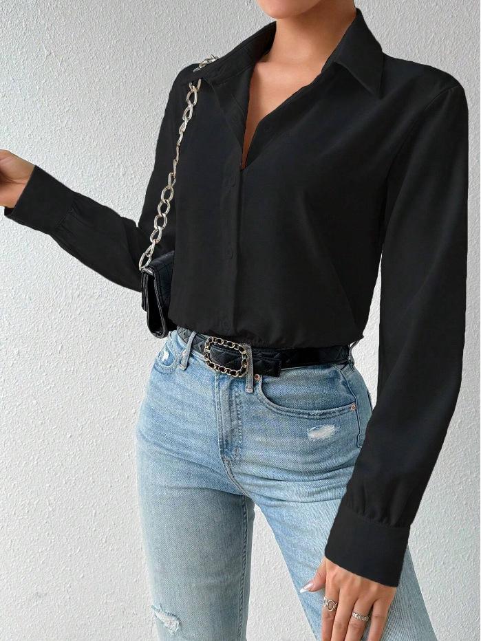 2024 Bestseller Women's Solid Color Loose Long-Sleeve Jumpsuit