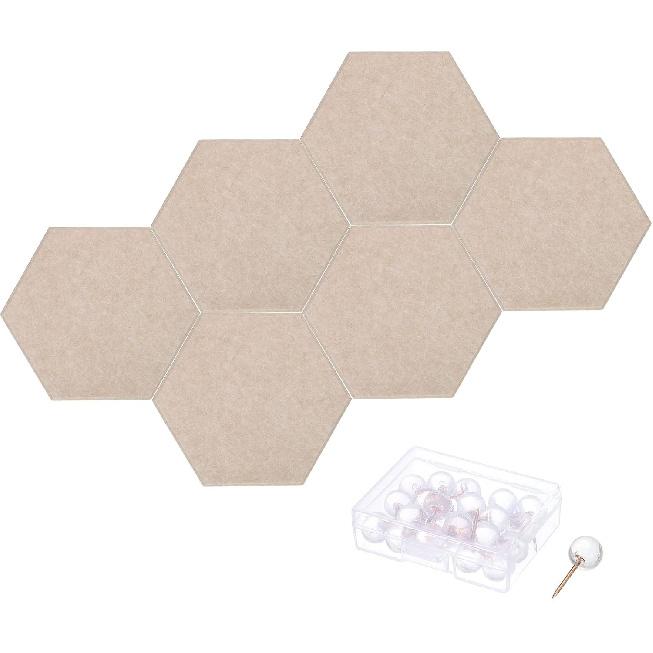 PATIKIL Felt Bulletin Board, 12"x10", 6 Packs Self Adhesive Hexagon Felt Tiles for Sound Proofing Wall Panels for Home Office Recording Studio,Game