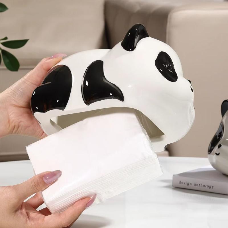 Creative Mischievous Panda Tissue Box Living Room Decoration Micro Model Paper Drawer Storage Tool