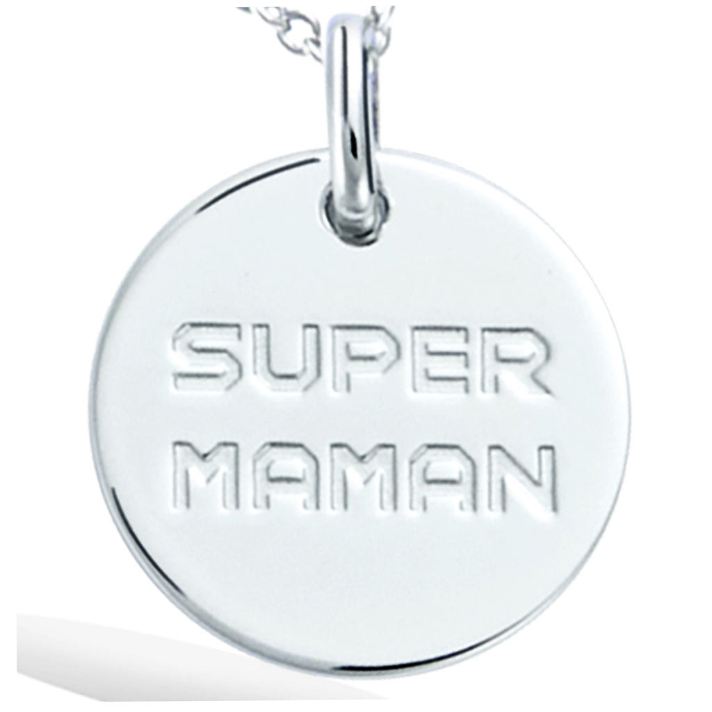 Les Trésors De Lily [R2565] - Silver 'Super Maman' Silver Pendant (rhodium) - 15mm
