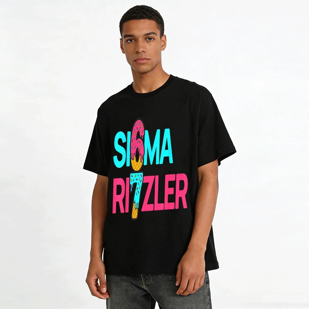 Sigma Rizzler Funky Donut Ice Cream Graphic Casual Tee Pure cotton T-shirt