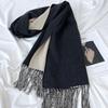 Women's Student Color-Blocked Faux Cashmere Scarf Autumn & Winter High-End Warm Fashion Shawl Neck Warmer